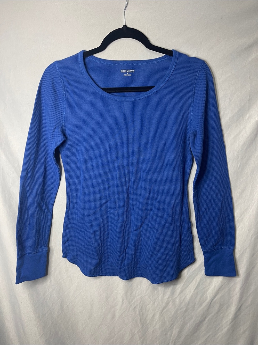 Old Navy Women's Long Sleeve Royal Blue Waffle Knit Tee